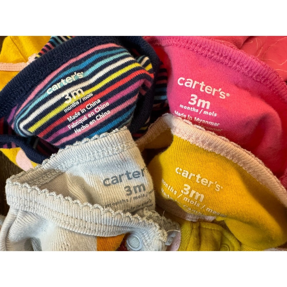 Carters Sleepers Girl 3 Months Lot Rompers Outfits Sleep N Plays Bundle Fruit - Picture 11 of 11